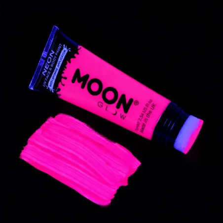 Maquillage fluo UV Visage et Corps avec applicateur éponge - 75 ml - Rose